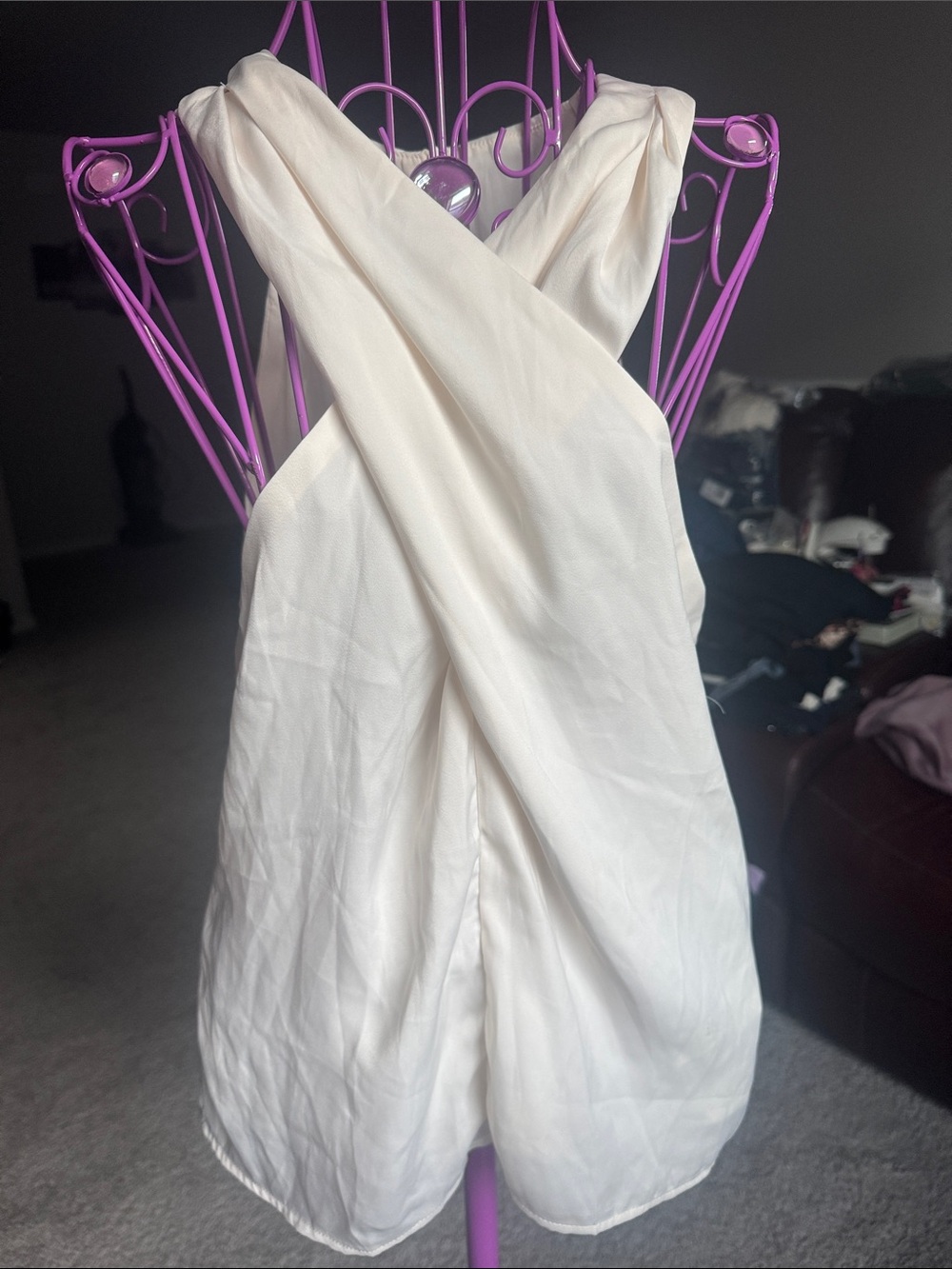 MOTF Crisscrossing One-Shoulder White Cross-Front Dress